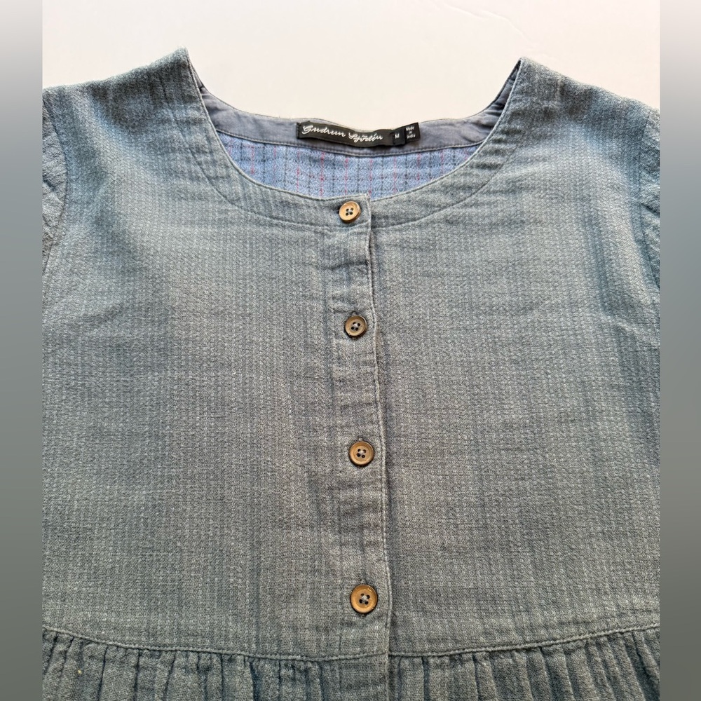 Gudrun Sjoden Blue Tiered Tunic with 3/4 Sleeves Size Medium - Picture 3 of 6